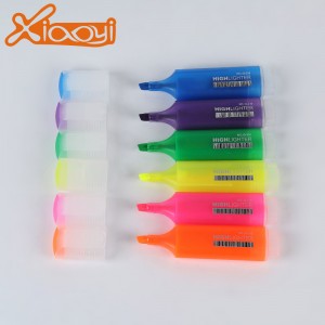 Custom Made Rainbow Colored Highlighter Pen with Clear Plastic Cover