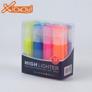 Custom Made Rainbow Colored Highlighter Pen with Clear Plastic Cover